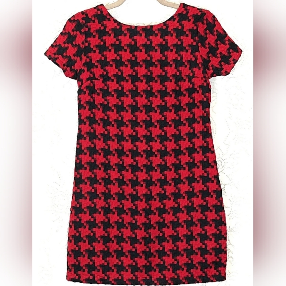 Red & Black Houndstooth Preppy Shift Mini Dress Sz XL by Xhilaration